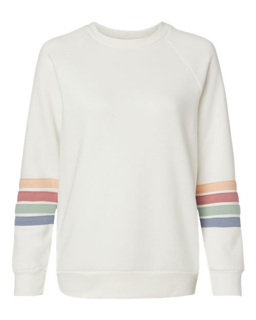 Ladies Striped Sleeves Crewneck Sweatshirt