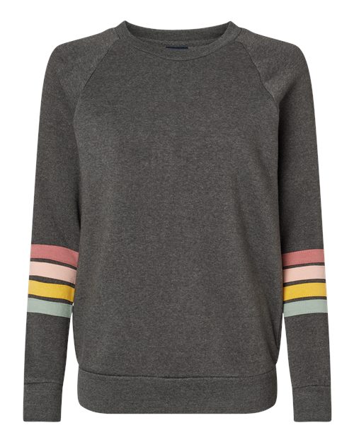 Ladies Striped Sleeves Crewneck Sweatshirt