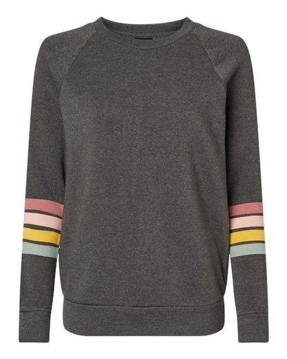 Ladies Striped Sleeves Crewneck Sweatshirt