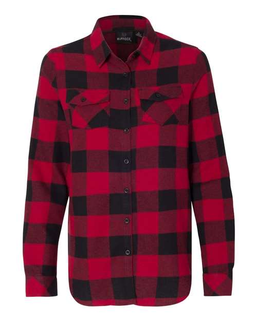 Ladies Long Sleeve Plaid Flannel Shirt