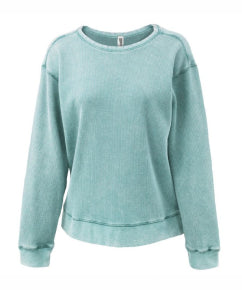 Ladies Min Waffle Crewneck