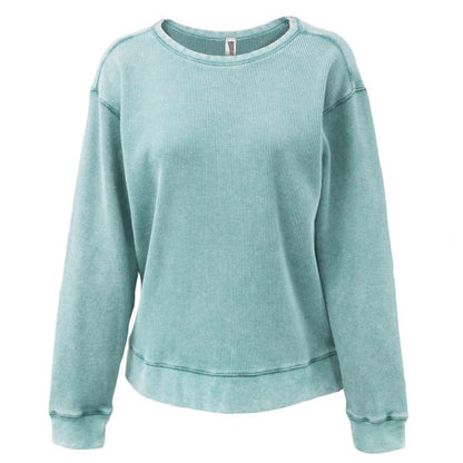 Ladies Min Waffle Crewneck