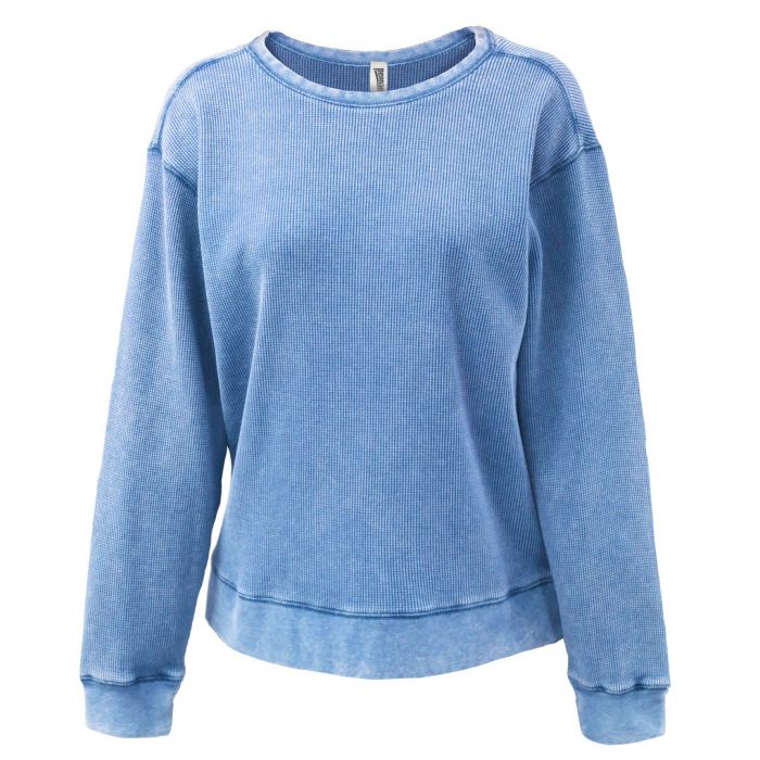Ladies Min Waffle Crewneck