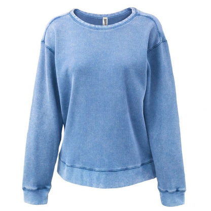 Ladies Min Waffle Crewneck