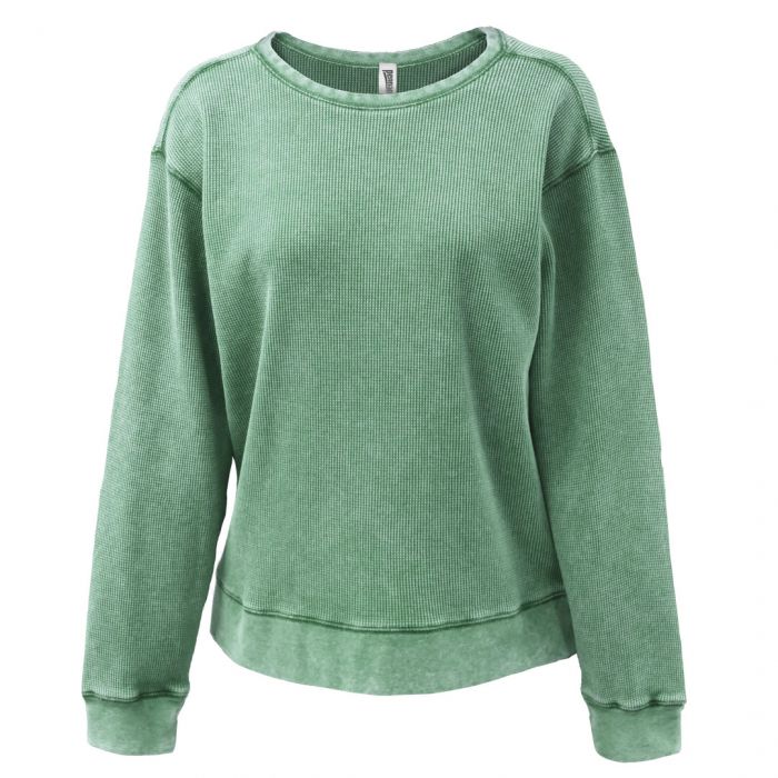 Ladies Min Waffle Crewneck