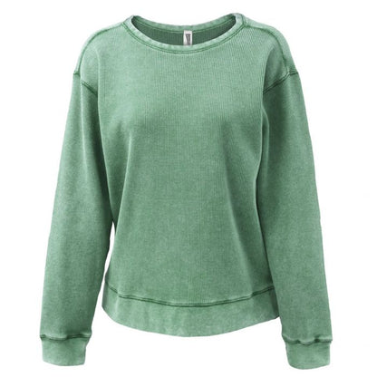 Ladies Min Waffle Crewneck