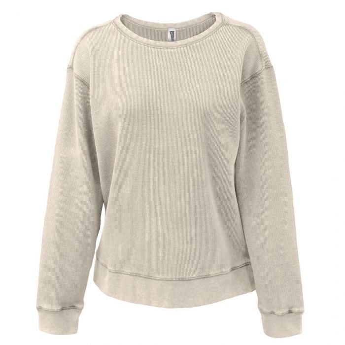 Ladies Min Waffle Crewneck