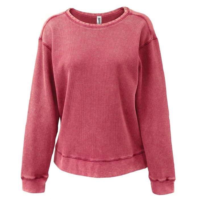 Ladies Min Waffle Crewneck