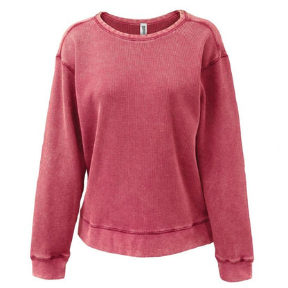 Ladies Min Waffle Crewneck
