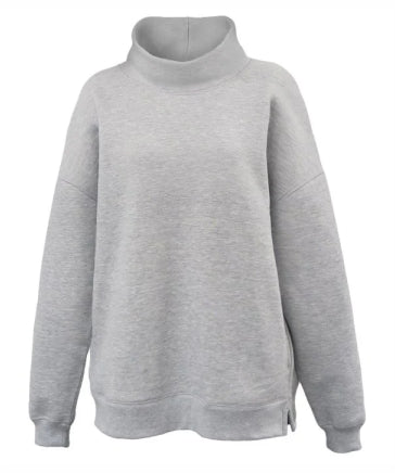 Ladies Soft Sponge Oversized Mockneck Sweatshirt