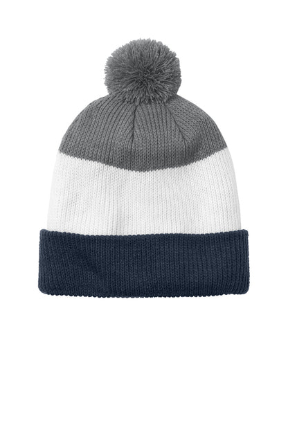 Cozy Striped Pom Beanie