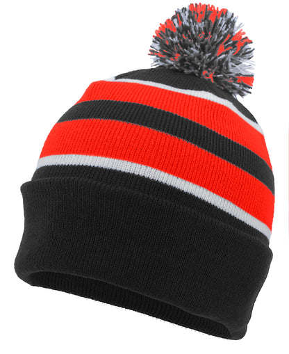 Knit Fold Over Pom-Pom Beanie