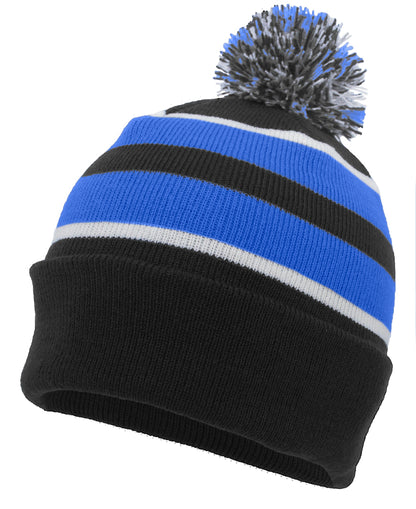 Knit Fold Over Pom-Pom Beanie