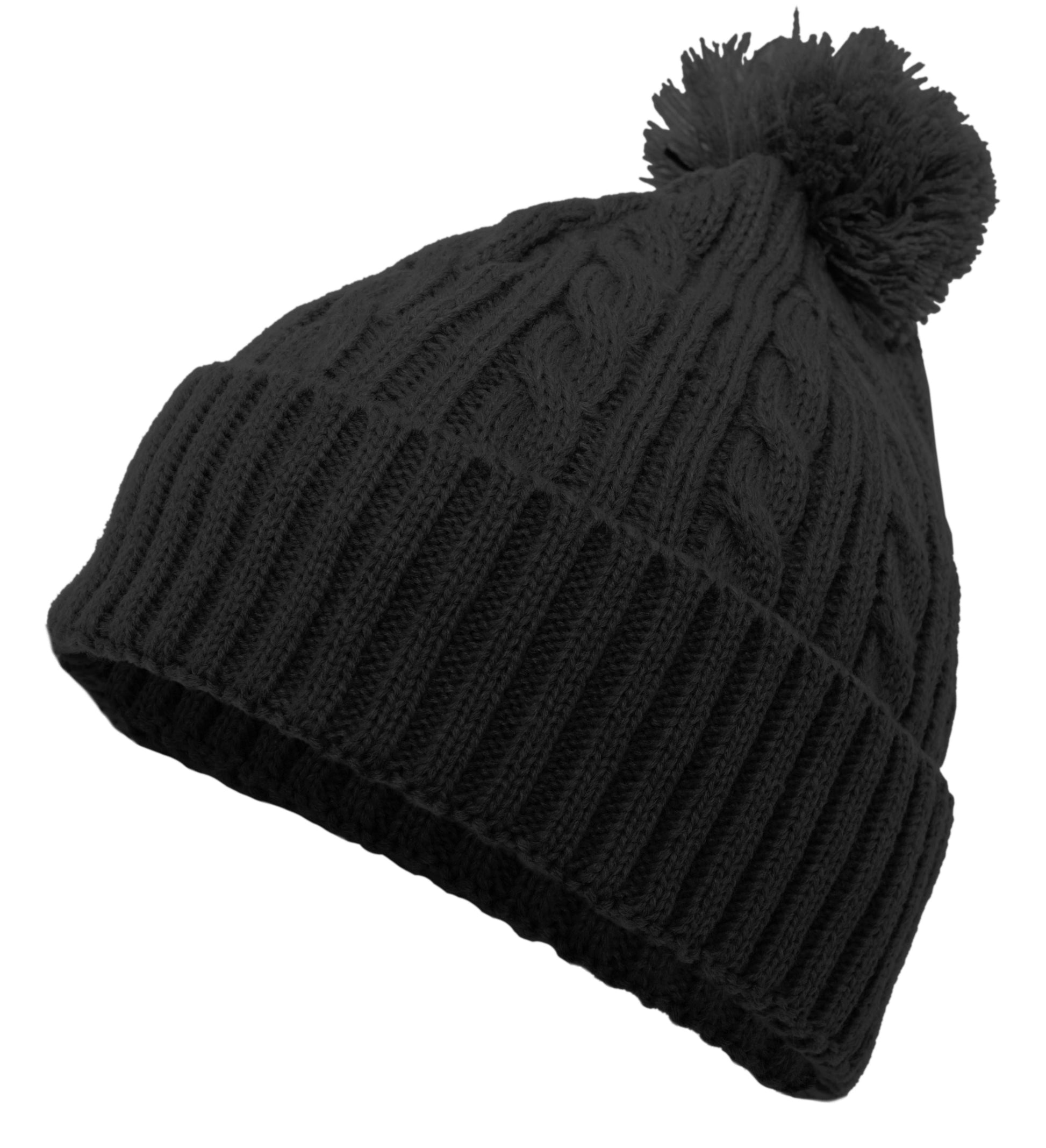 Cable Knit Pom-Pom Beanie (8488937816341)