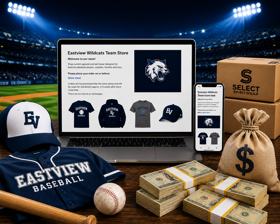 Baseball team fundraising with custom apparel