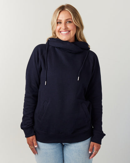 Ladies Funnel Neck Hooded Sweatshirt
