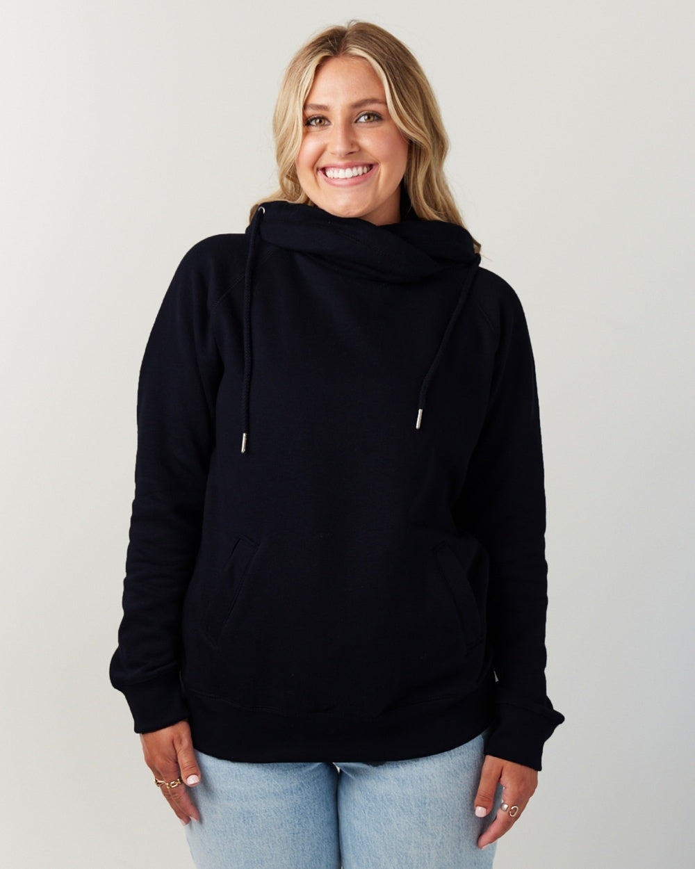 Ladies Funnel Neck Hooded Sweatshirt