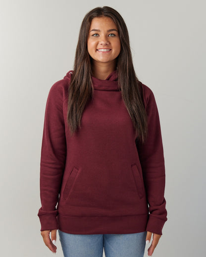Ladies Funnel Neck Hooded Sweatshirt