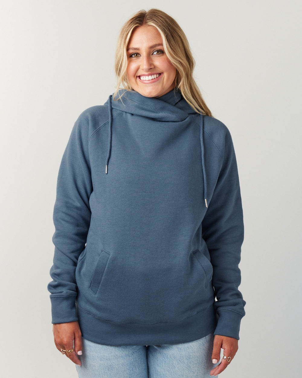 Ladies Funnel Neck Hooded Sweatshirt