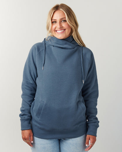 Ladies Funnel Neck Hooded Sweatshirt