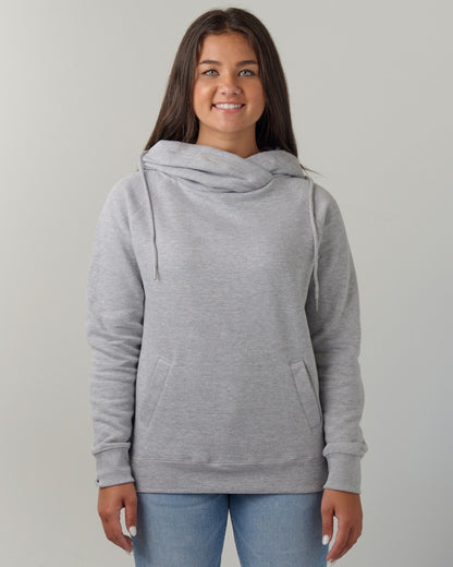 Ladies Funnel Neck Hooded Sweatshirt