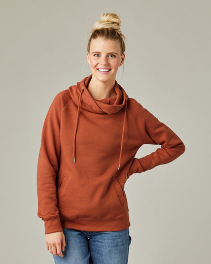 Ladies Funnel Neck Hooded Sweatshirt