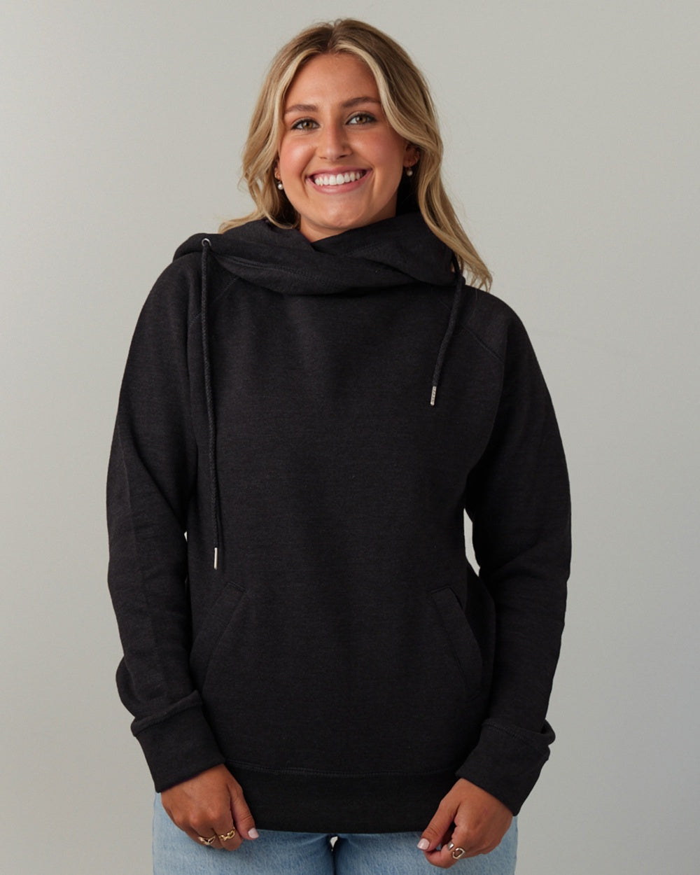 Ladies Funnel Neck Hooded Sweatshirt