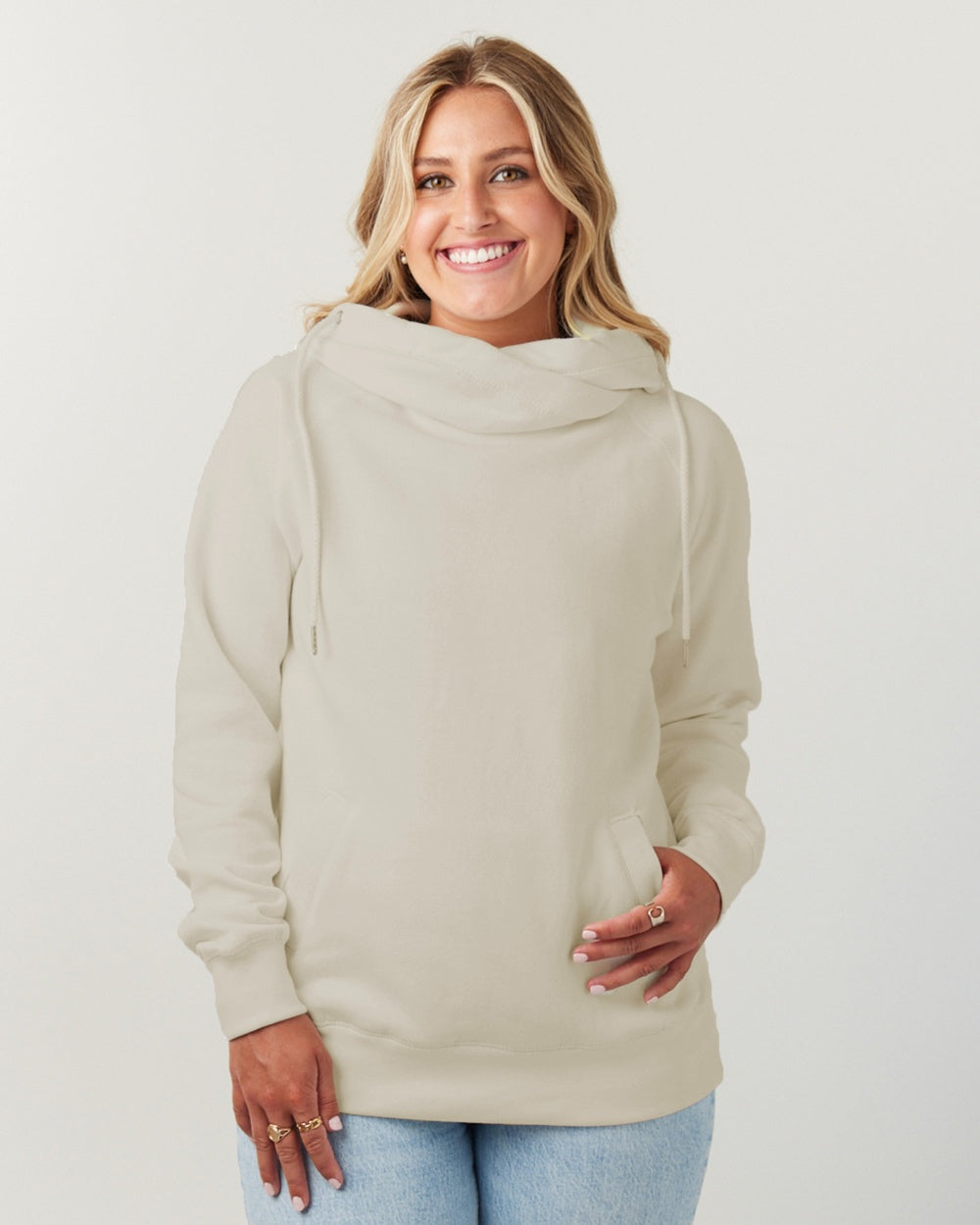 Ladies Funnel Neck Hooded Sweatshirt