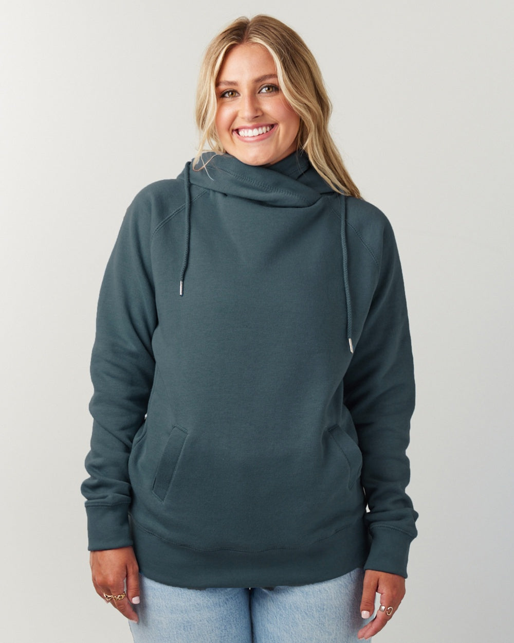 Ladies Funnel Neck Hooded Sweatshirt