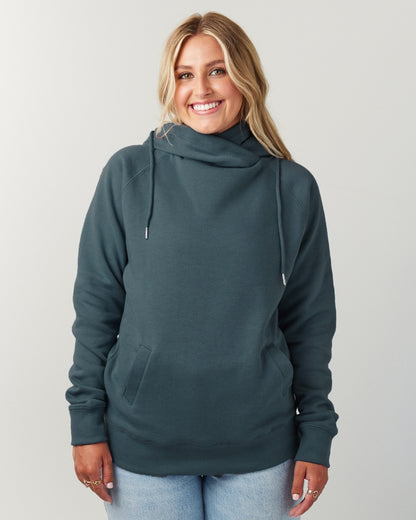 Ladies Funnel Neck Hooded Sweatshirt