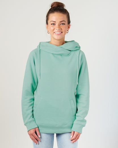 Ladies Funnel Neck Hooded Sweatshirt