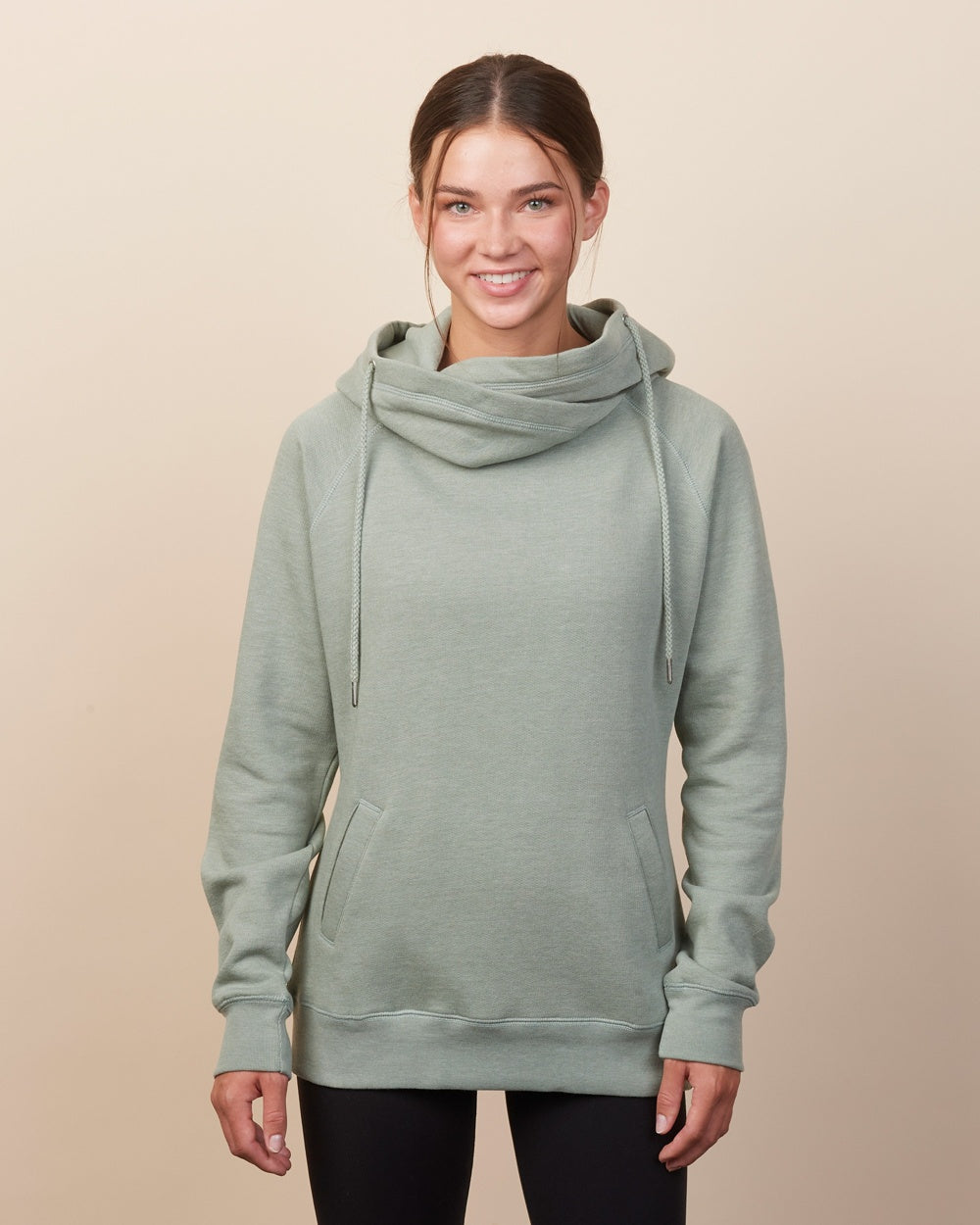 Ladies Funnel Neck Hooded Sweatshirt