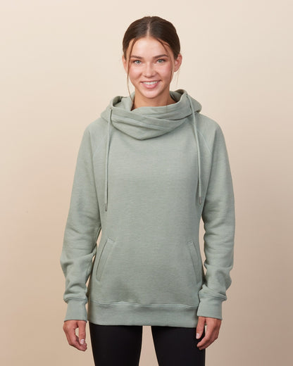 Ladies Funnel Neck Hooded Sweatshirt