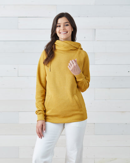 Ladies Funnel Neck Hooded Sweatshirt