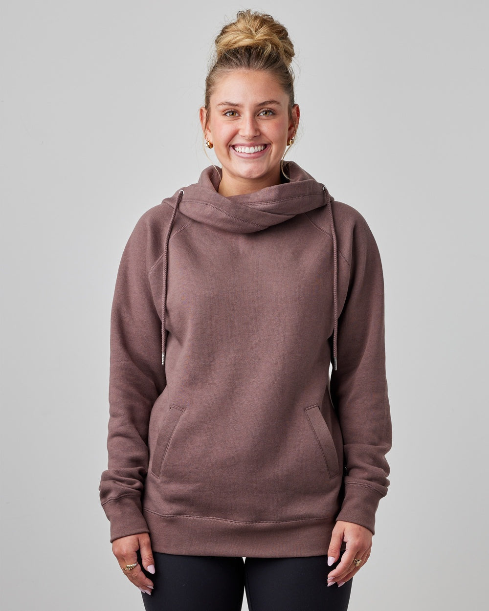 Ladies Funnel Neck Hooded Sweatshirt