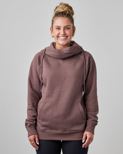 Ladies Funnel Neck Hooded Sweatshirt
