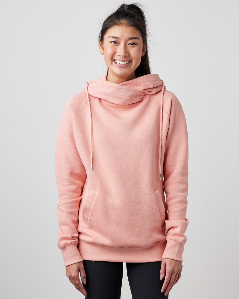 Ladies Funnel Neck Hooded Sweatshirt