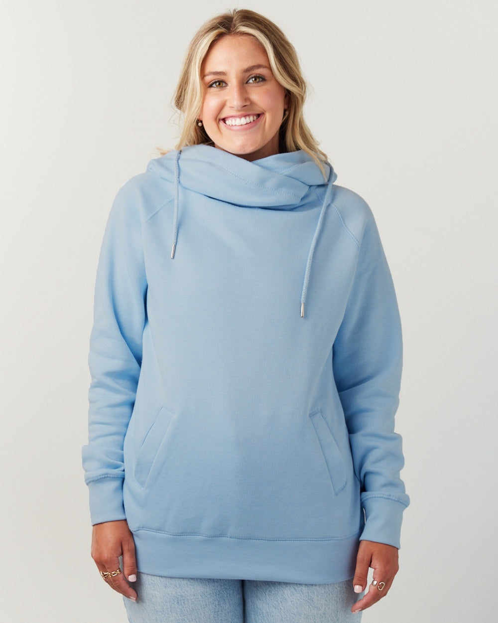 Ladies Funnel Neck Hooded Sweatshirt