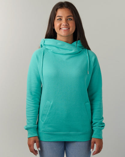 Ladies Funnel Neck Hooded Sweatshirt
