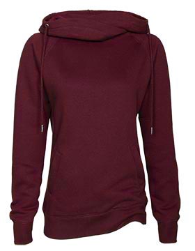 Ladies Funnel Neck Hooded Sweatshirt