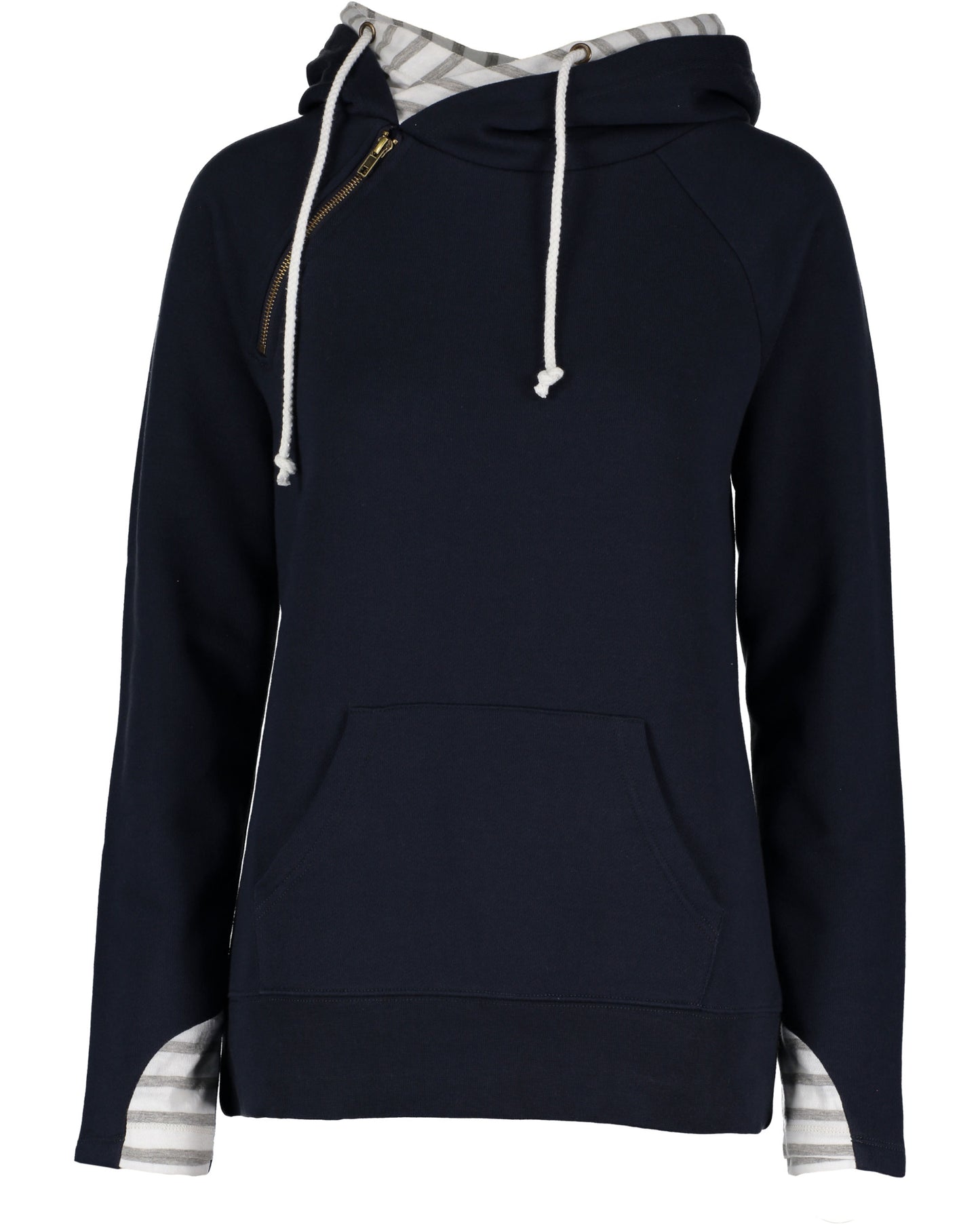 Ladies Stripe Double Hooded Sweatshirt