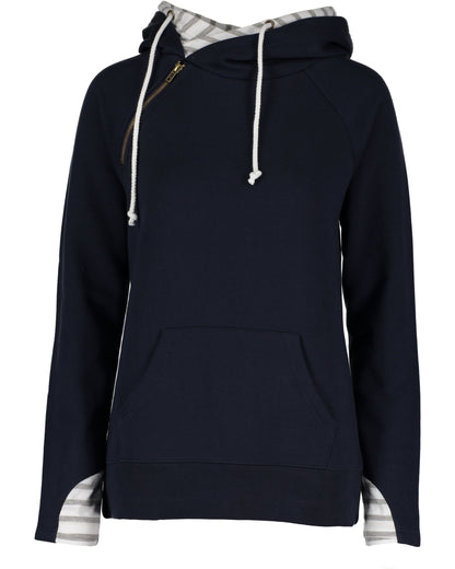 Ladies Stripe Double Hooded Sweatshirt