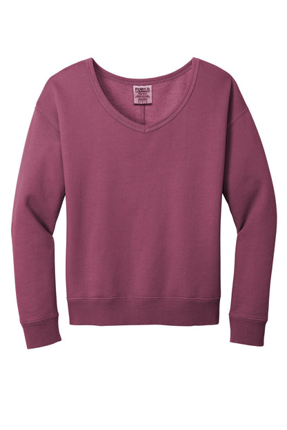 Ladies Beach Wash Garment Dye V-Neck Sweatshirt