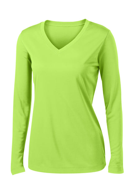 Ladies Long Sleeve V-Neck Performance T-shirt