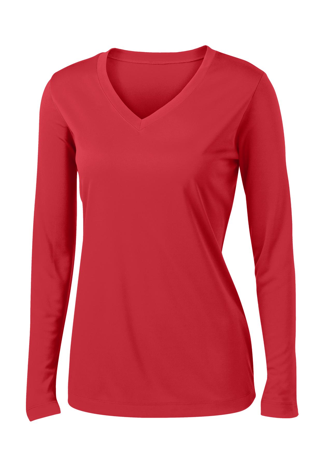 Ladies Long Sleeve V-Neck Performance T-shirt
