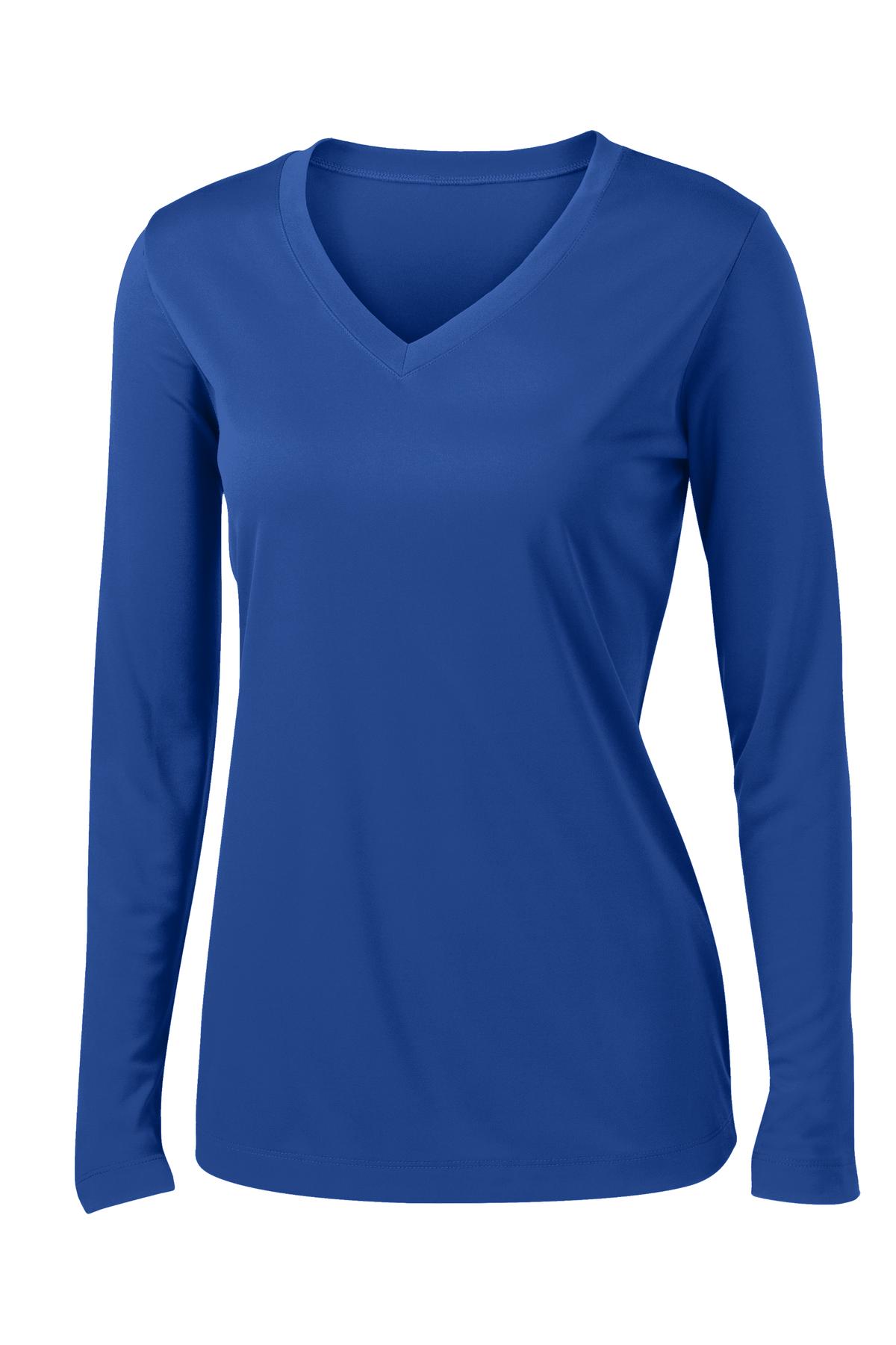 Ladies Long Sleeve V-Neck Performance T-shirt