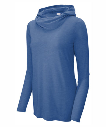Ladies Tri-Blend Wicking Hooded Long Sleeve Hoodie T