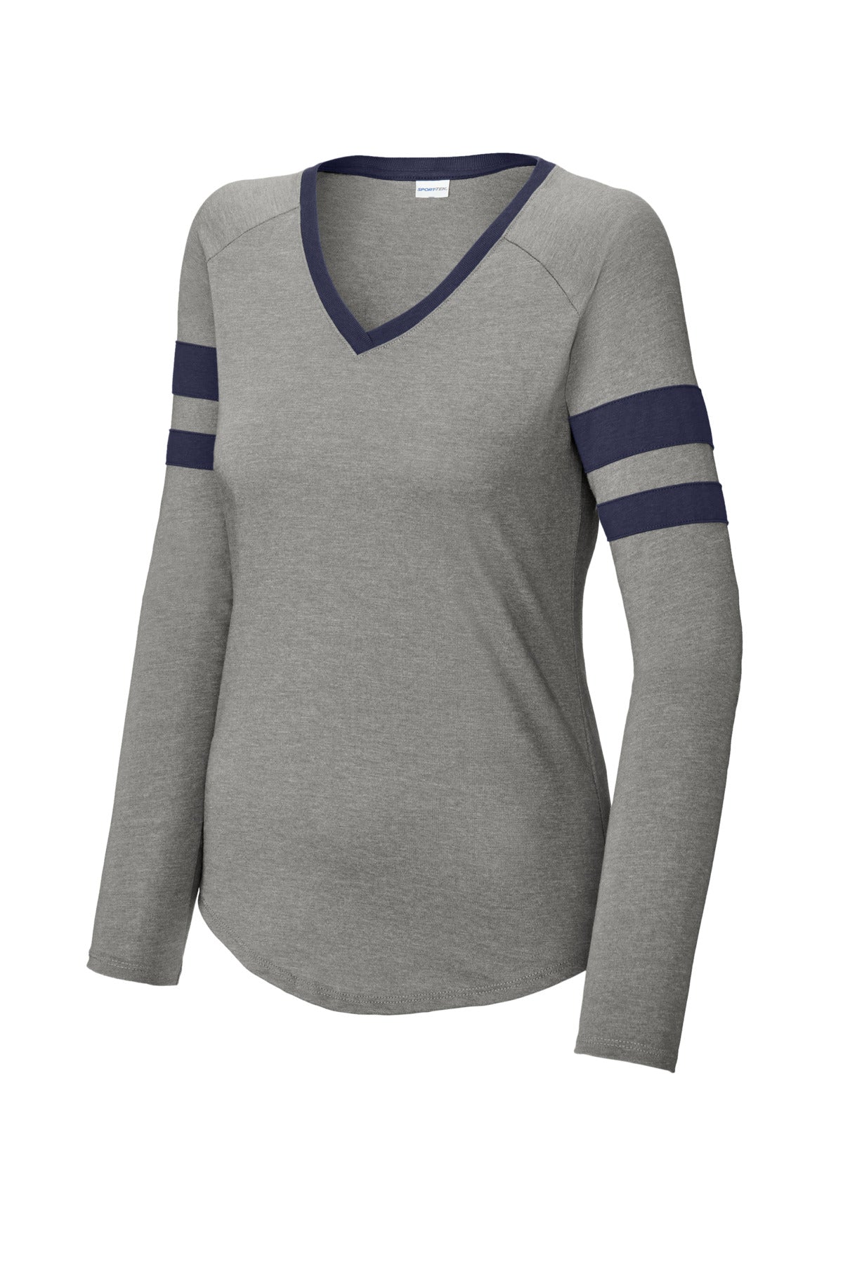 Ladies Halftime Stripe Long Sleeve V-Neck Tee