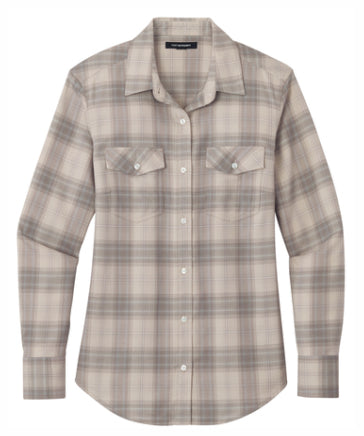 Ladies Ombre Plaid Long Sleeve Shirt