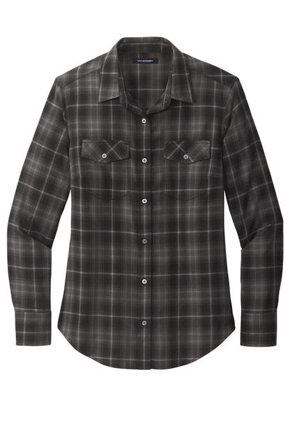 Ladies Ombre Plaid Long Sleeve Shirt